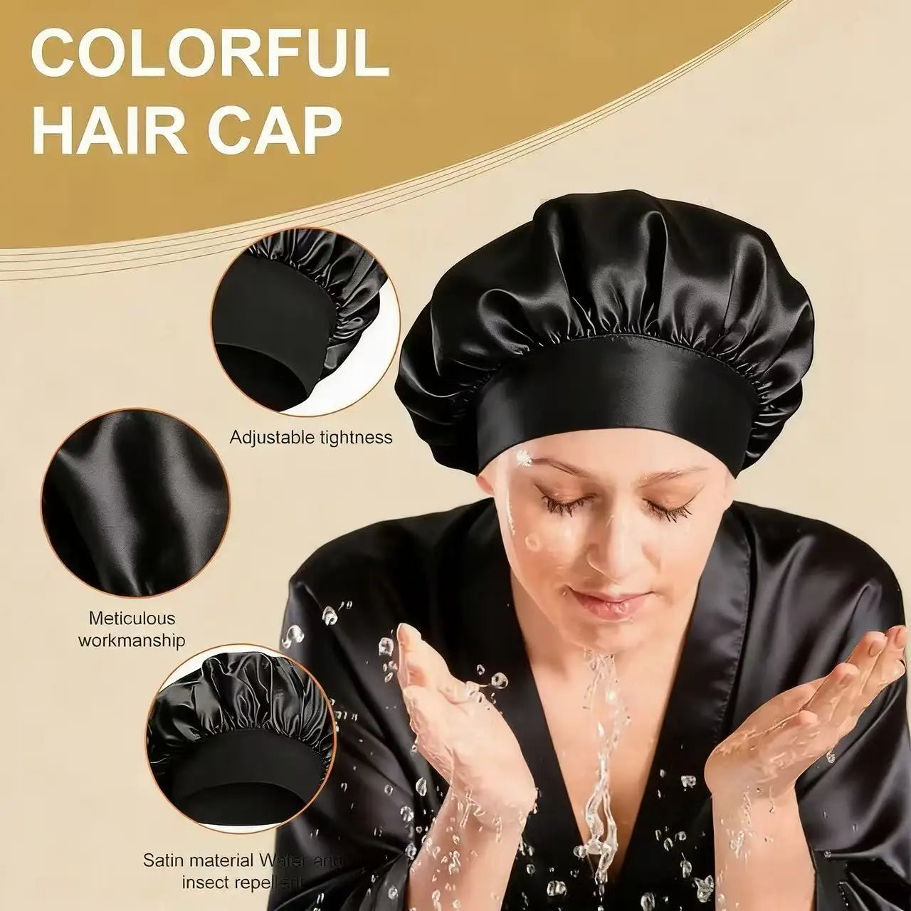 Bonnet Sleeping Cap Nightcap High Elastic Wide Brim Satin Night Hat