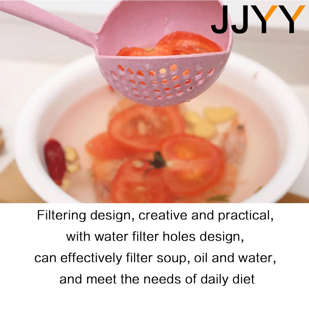 JJYY The 2 in 1 Kitchen Spoon Spoon Long handle Plastic Colander