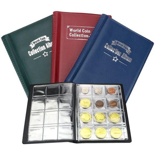 HWZXYXGS 120/60 Pockets Artificial PU Leather Coins Collection Album