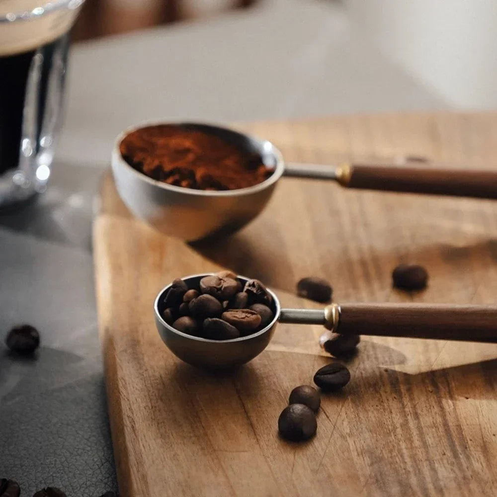 25ml Wooden Handle Stainless Steel Coffee Scoop Tablespoon Measuring