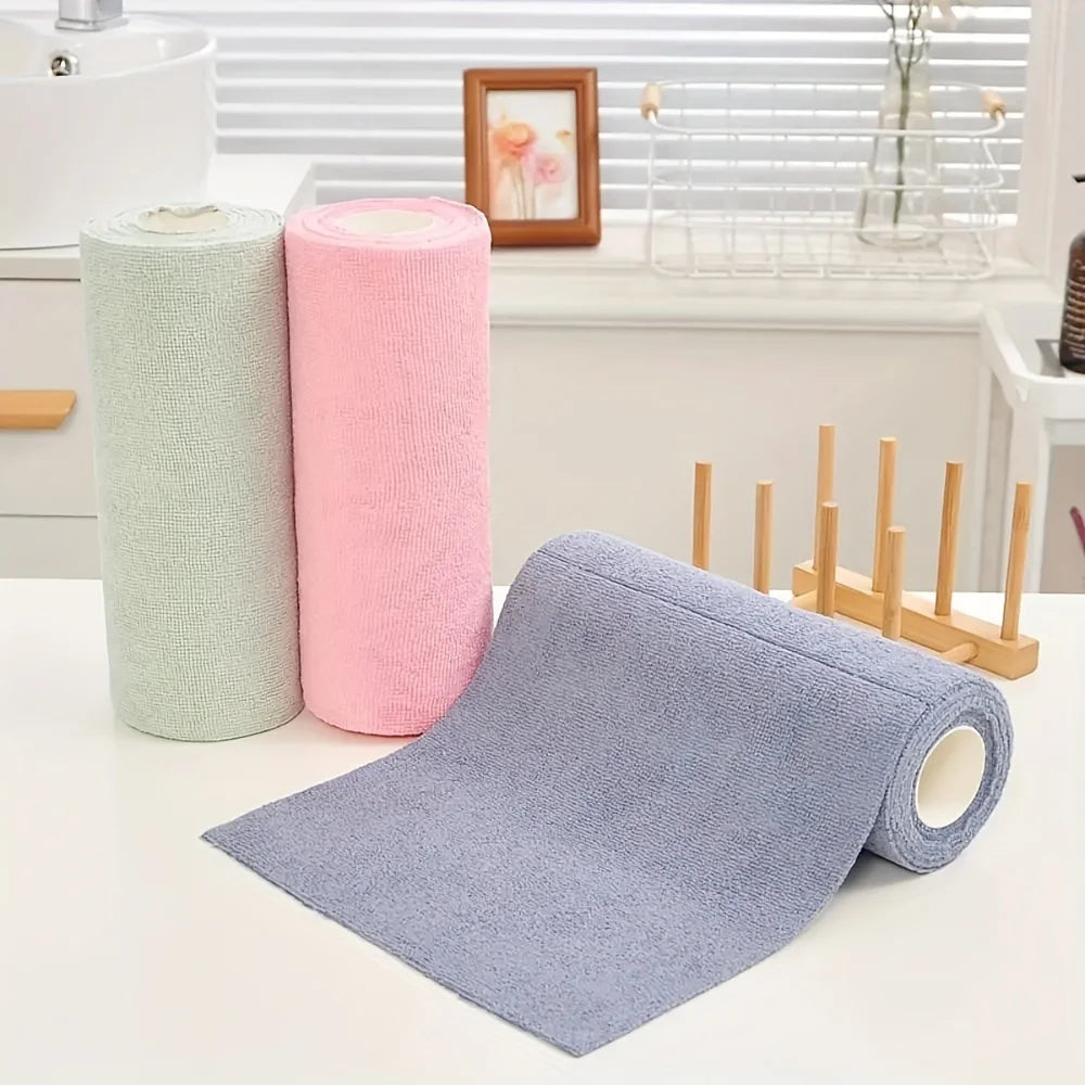 1 roll/20 reusable microfiber cleaning cloths - kitchen towels, multi