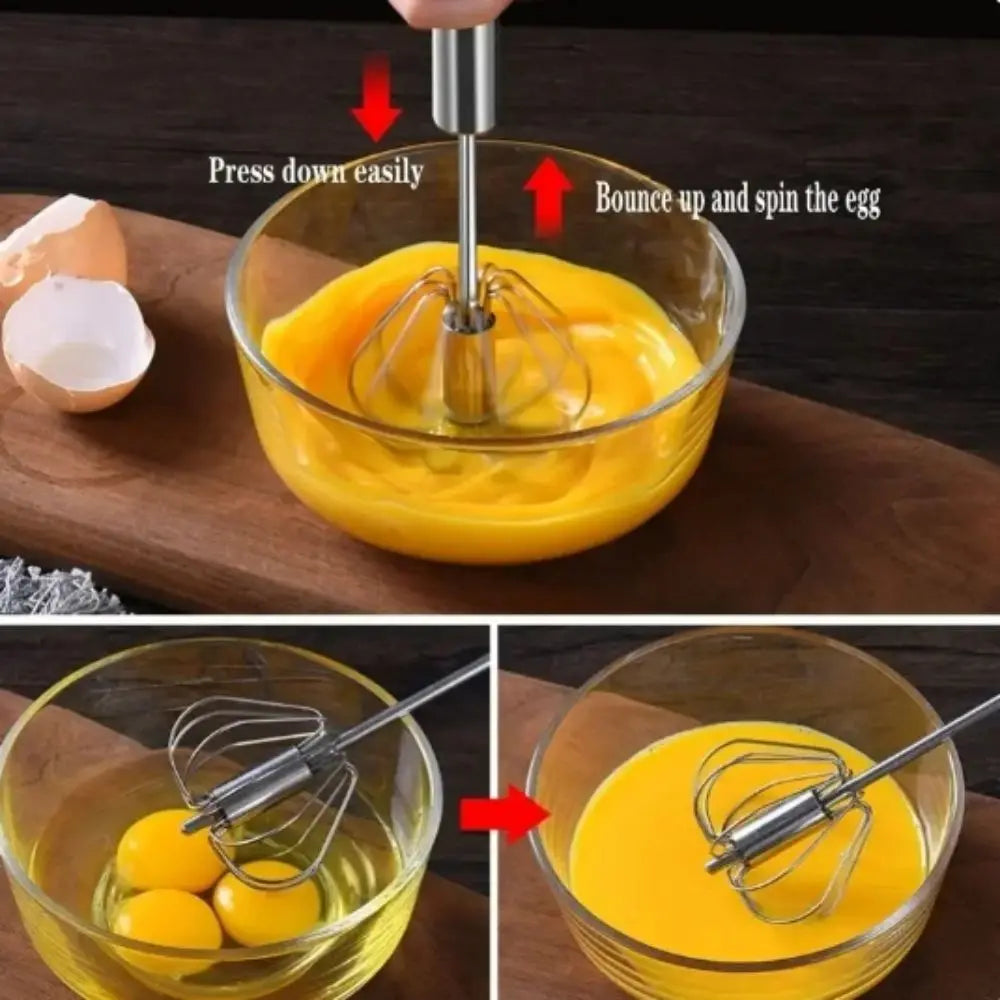 Stainless Steel Rotary Whisk Semi-Automatic Mixer Manual Whisk