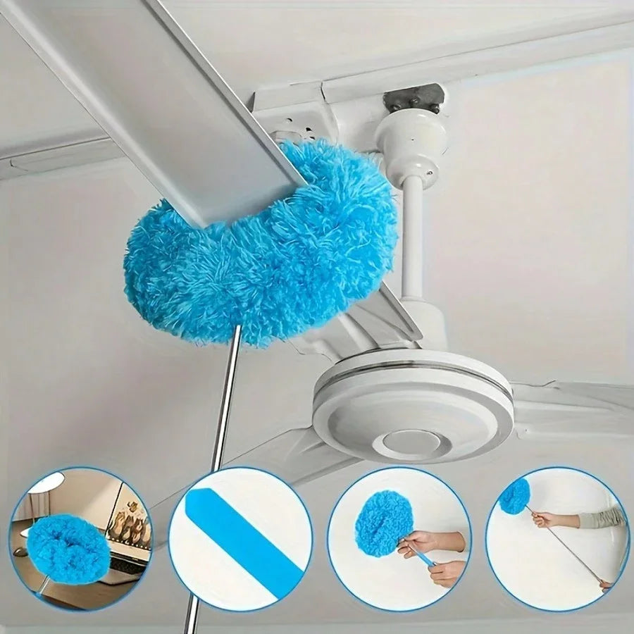 1PC Microfiber Ceiling Fan Duster Extends Up To 80cm Long Handled Dust