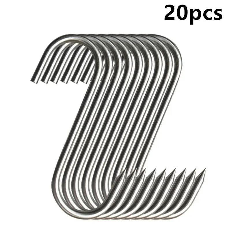 Stainless Steel S Hooks with Sharp Tip Utensil Meat Clothes Hanger