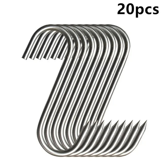 Stainless Steel S Hooks with Sharp Tip Utensil Meat Clothes Hanger