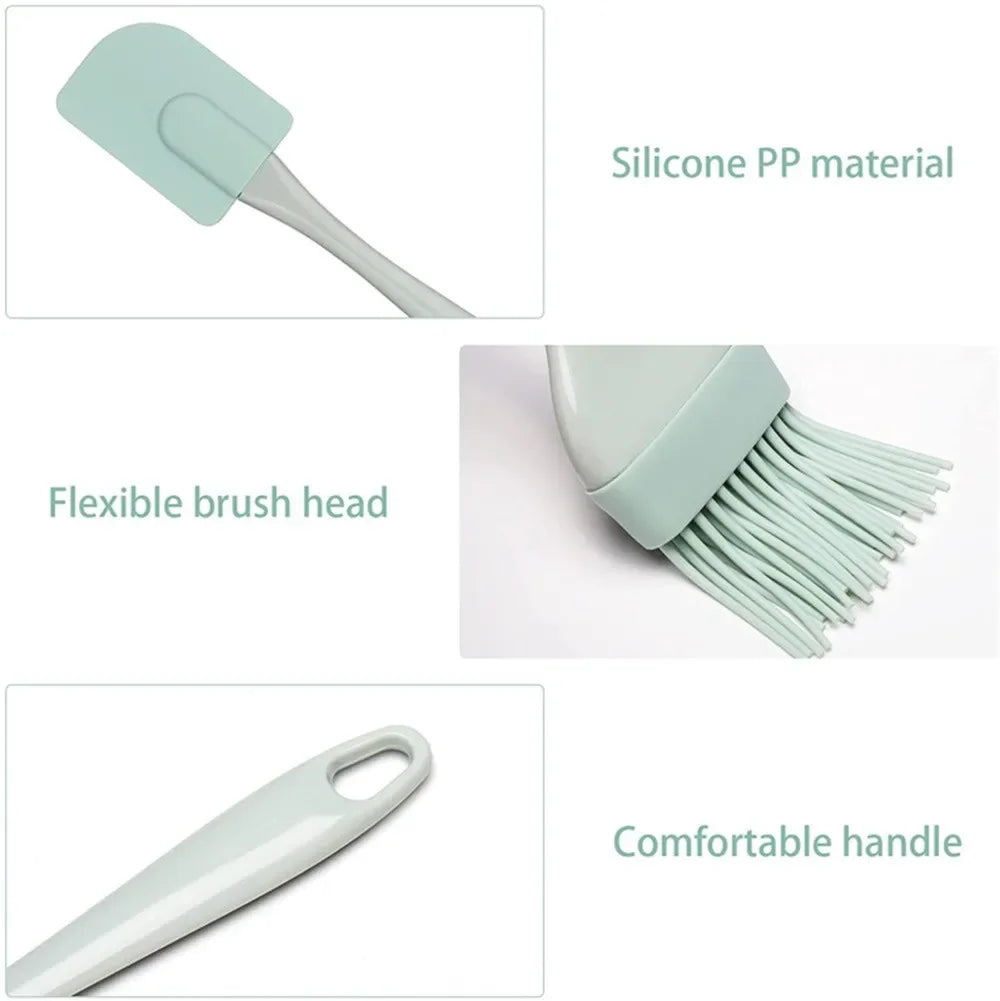 3Pcs Cream Scraper DIY Bread Cake Butter Spatula Mixer Oil Brush