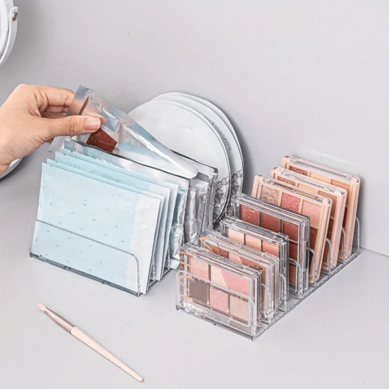 1pc Plastic Transparent 7-Slot Cosmetic Organizer Multi-Functional
