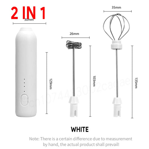 Electric Milk Frother 2 In 1 Rechargeable  Blender Stainless Steel 3