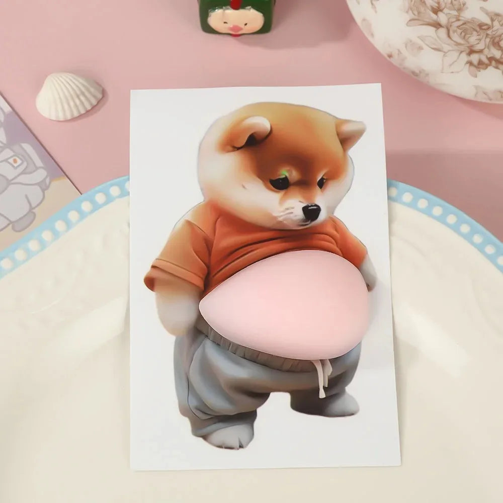 3D Shiba Inu Dog Belly Sticker - Cute puppy wearing orange outfit with