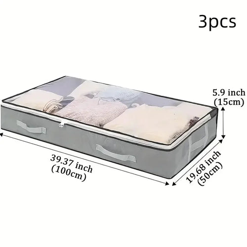 1pc/2pcs/3pcs Dustproof Under Bed Storage Box with Reinforced Handles