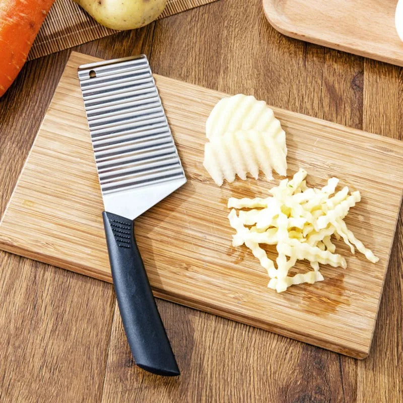 Stainless Steel Potato Chip Slicer Dough Vegetable Fruit Crinkle Wavy