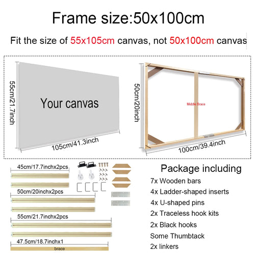 30x40 40x50 60x90cm Canvas Frame Wooden Frames Wooden Photo Oil