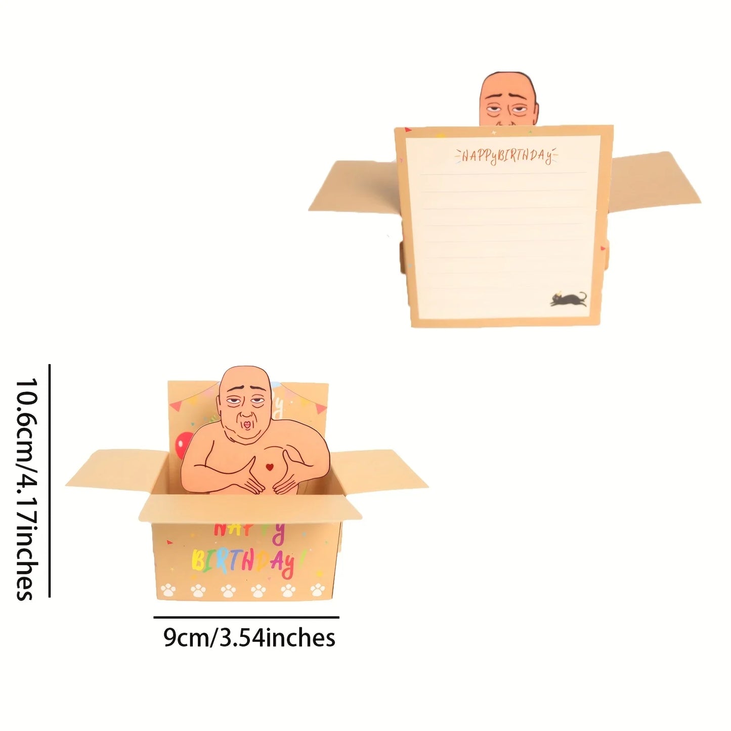 1pc Hilarious Happy Birthday Pop-Up Card - Humorous 3D Character