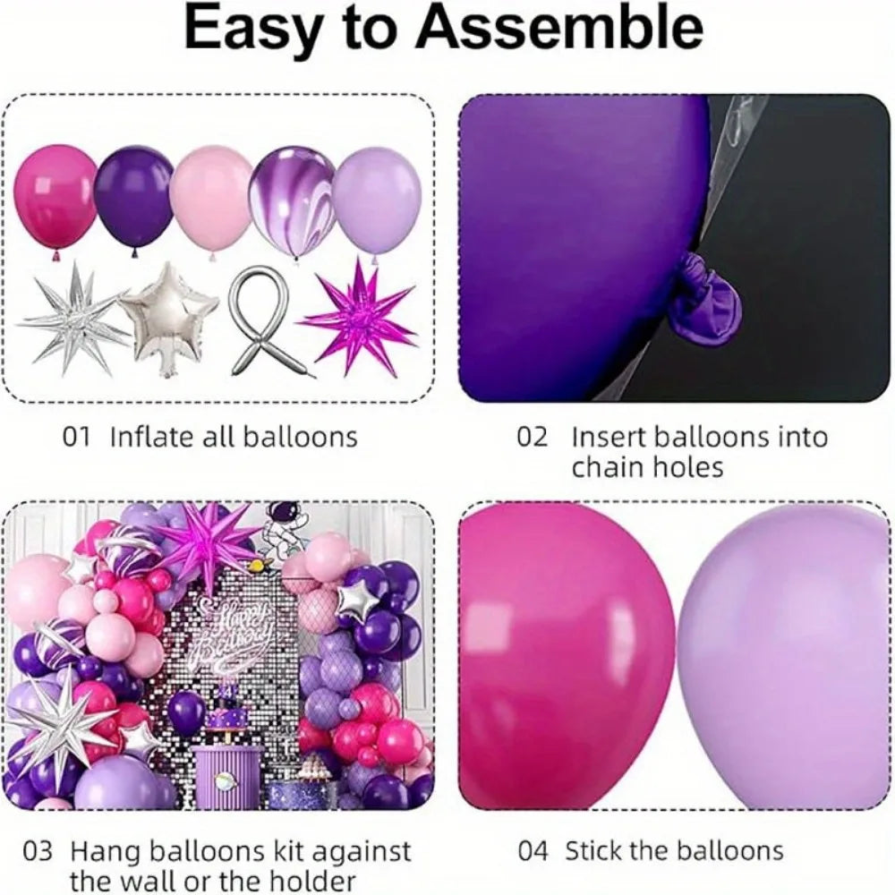 113PCS Explosive Star Balloon Garland Arch Set Wedding Birthday Party