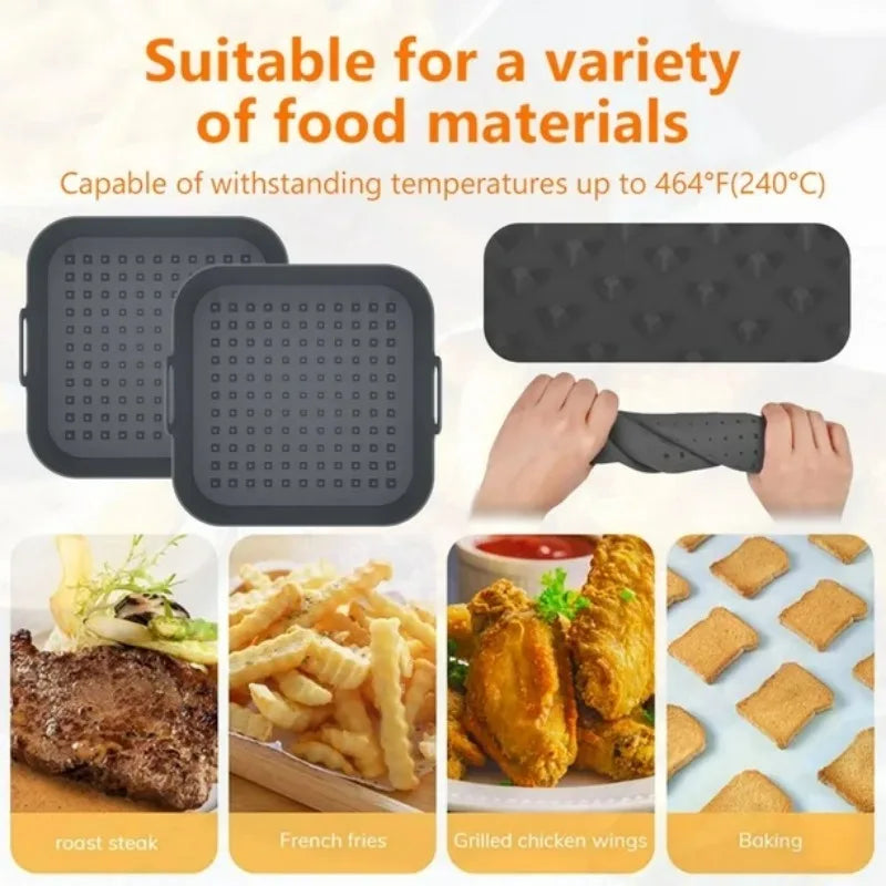 Reusable Silicone Air Fryer Basket Non-Stick Heat Resistant Air Fryer