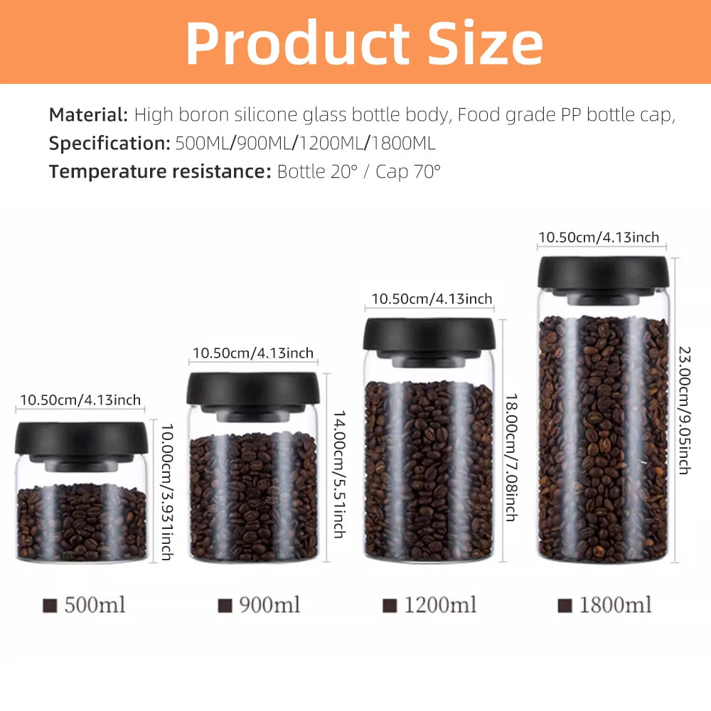 Vacuum Sealed Jar Coffee Bean Storage Bottle Kitchen Food Grain Tea