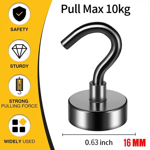 3/6Pcs Magnetic Hooks Heavy Duty, 25 LBS Strong Magnets with Metal