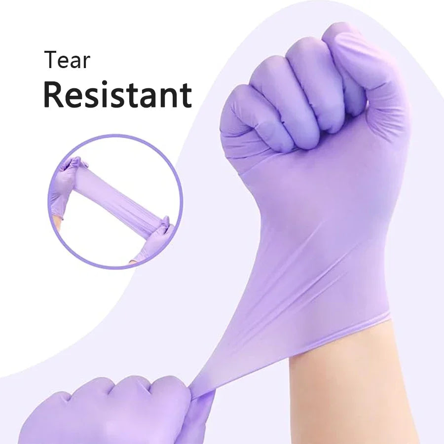 10-100pcs Disposable Purple Nitrile Gloves Latex Free Waterproof