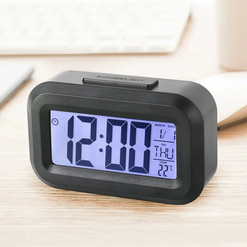 12/24h Led Digital Display Alarm Clock Home Bedside Battery Power