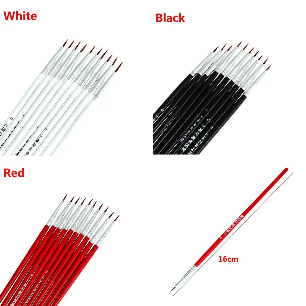 10pcs 0.7/1.1/1.5cm Fine Hand Painted Thin Hook Line Pen Art Supplies