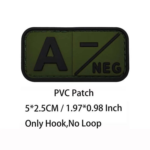 Small Patch with Hook,PVC Blood Type A B AB O POS NEG Emblemen,Patches