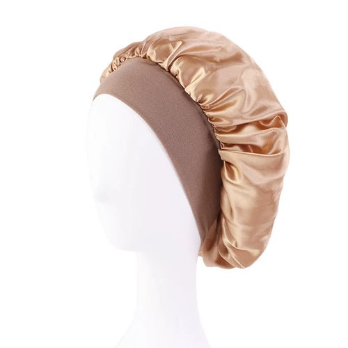 New Satin Wide Brim Nightcap Silky Bonnet Hair Wrap for Sleeping Sleep
