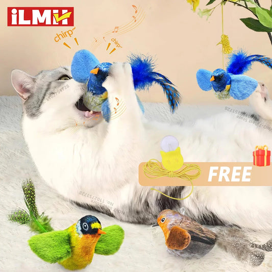 Indoor Interactive Birds Toy for Cat Chasing Teasing Toy Sounding