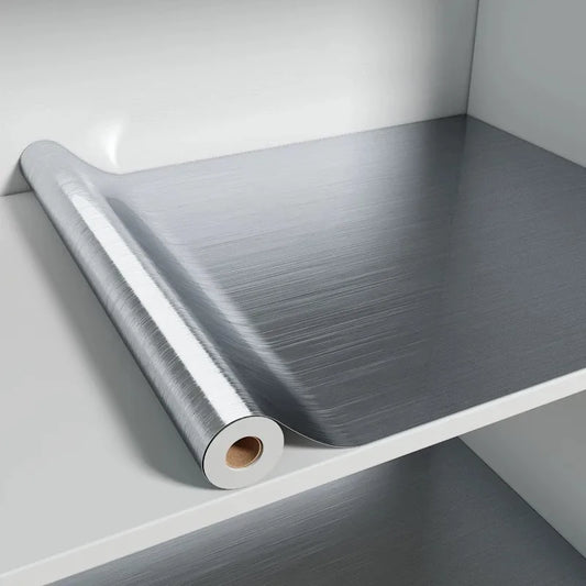 PVC Stainless Brushed Silver Removable Wallpaper Decor Film Vinyl