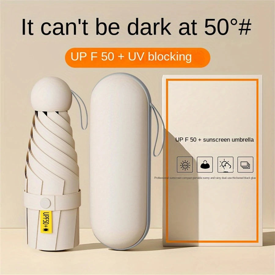 1pc Anti-Uv Mini Umbrella For Sunny And Rainy Days, Portable With Uv