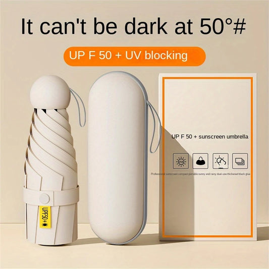 1pc Anti-Uv Mini Umbrella For Sunny And Rainy Days, Portable With Uv