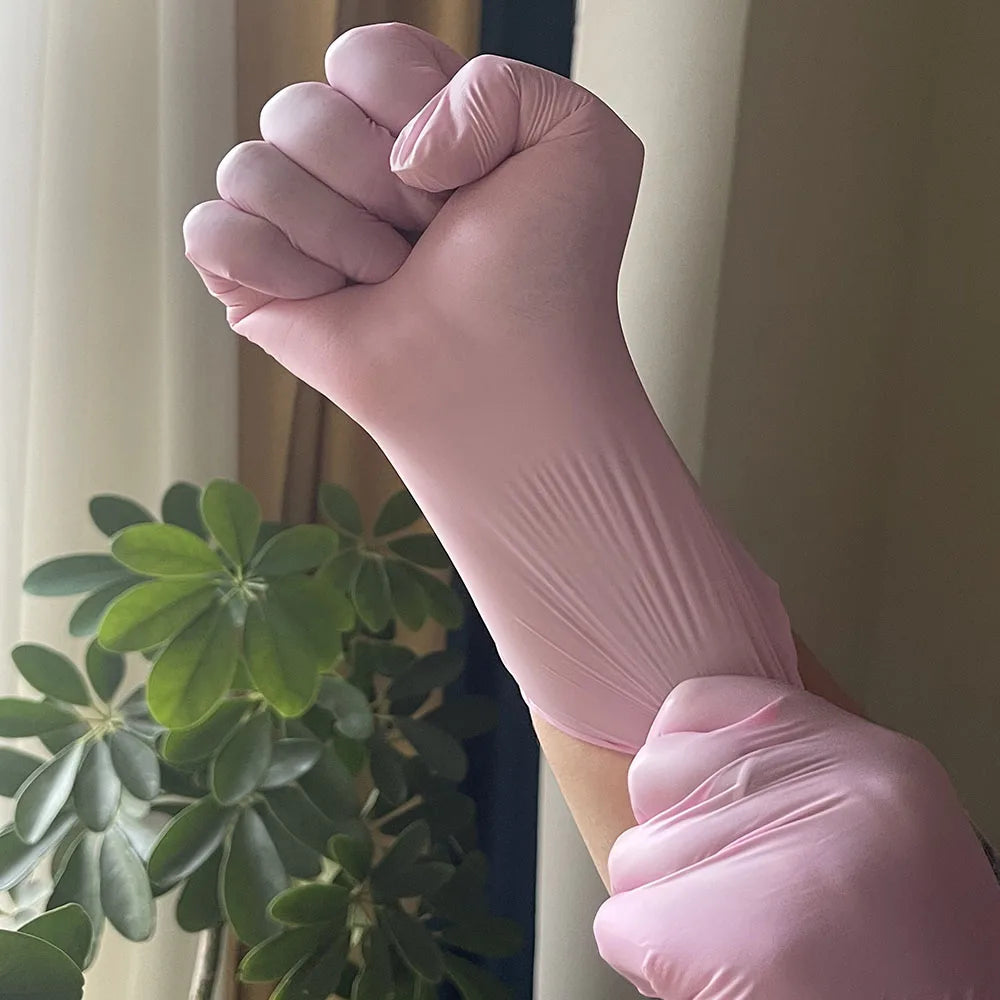 100/50/20PCS Light Pink Disposable Nitrile Gloves Waterproof