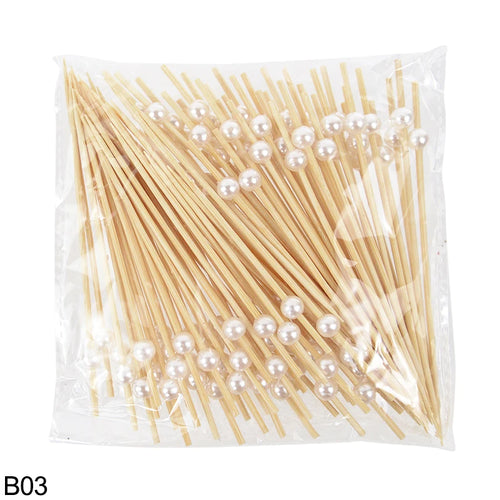 100Pcs Disposable Bamboo Skewers Food Picks Buffet Cupcake Fruit