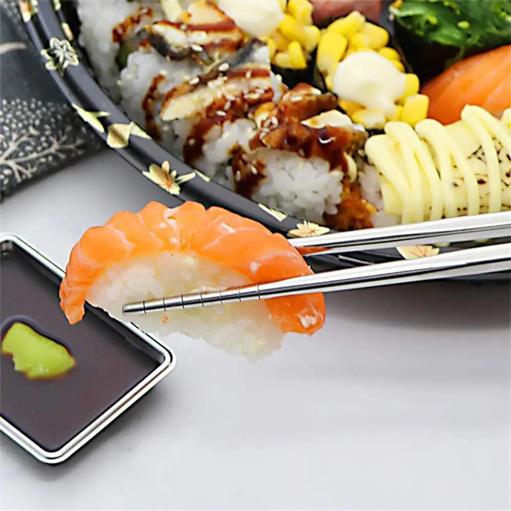 1/2/5 Pairs Chinese Chopsticks Stainless Steel Non-slip Sushi