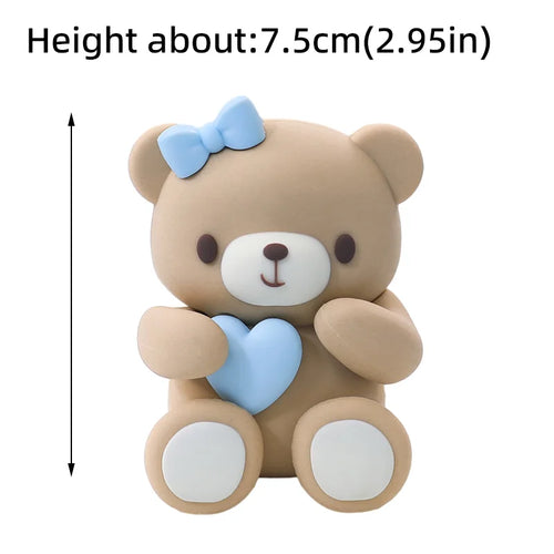 New 3D Bear Cake Topper Baby Shower Bear Decoration Boy Girl Happy 1st