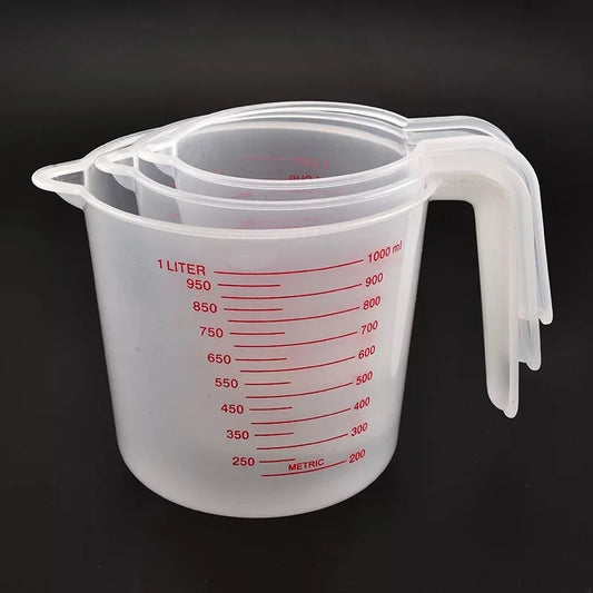 3pcs 250/500/1000ml Baking Liquid Measuring Cups PVC Scale Cup Plastic
