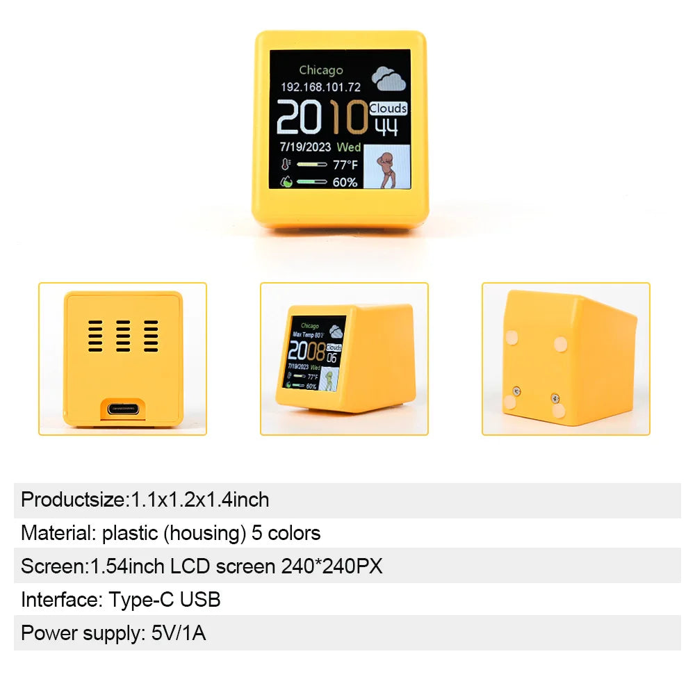 MINI Size Smart WIFI Weather Station Clock for Game Room Decoration.