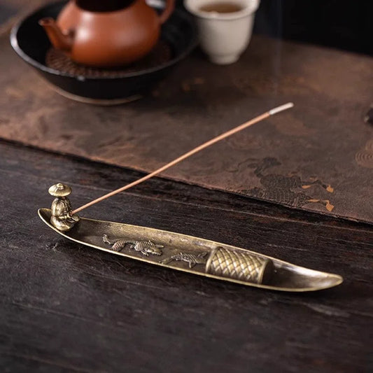 Creative Incense Holder Boat Fishing Men Insence Burner Japanese Style