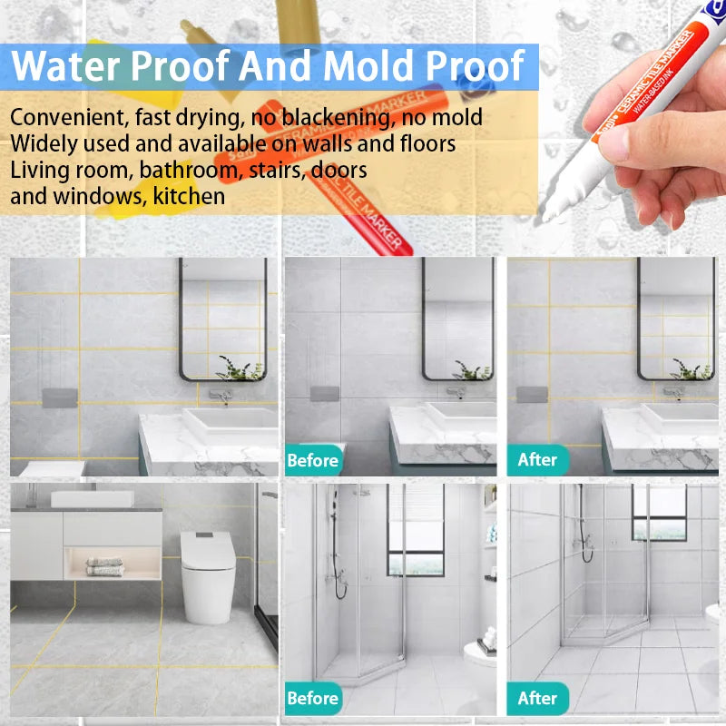 1/3 Pcs Waterproof White Marker Pen Wall Seam Repair Tiles Grout
