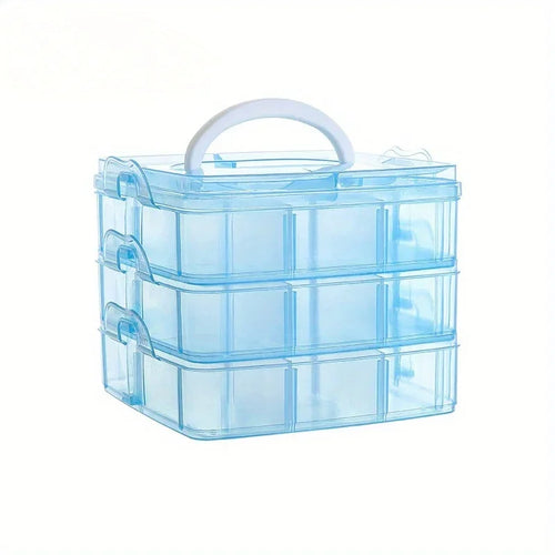 3-layer 18 Compartment Transparent Storage Box, Jewelry and Toy