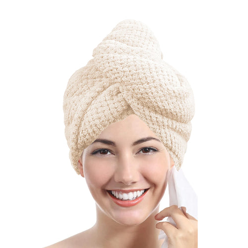 Solid color hair towel Textured dry hair cap 9.8 "X 25.5" absorbent