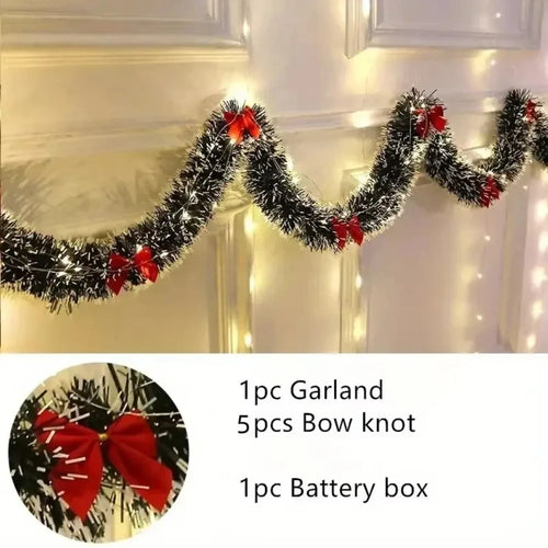 Christmas Tinsel Garland Artificial Christmas Garland With LED Lights