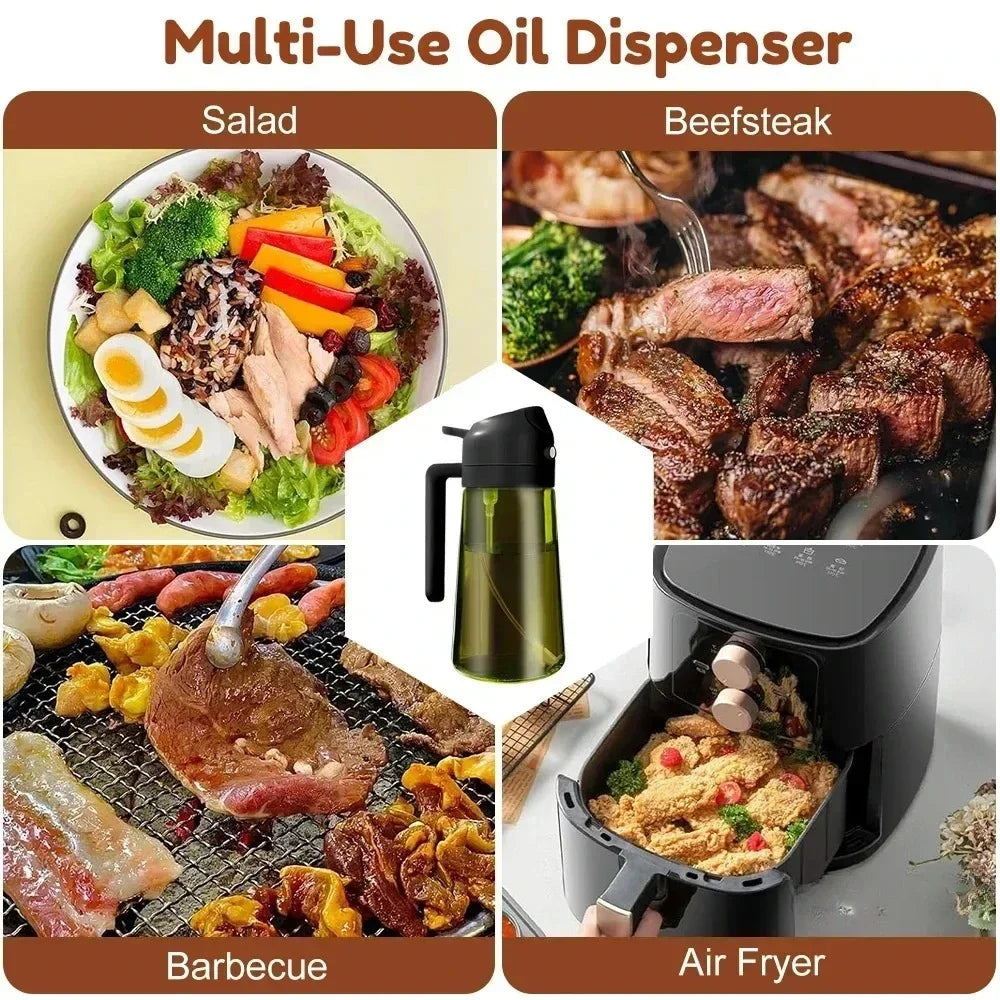 2 in 1 Olive Oil Dispenser Bottle 470ml Light-Blocking Dark Oil