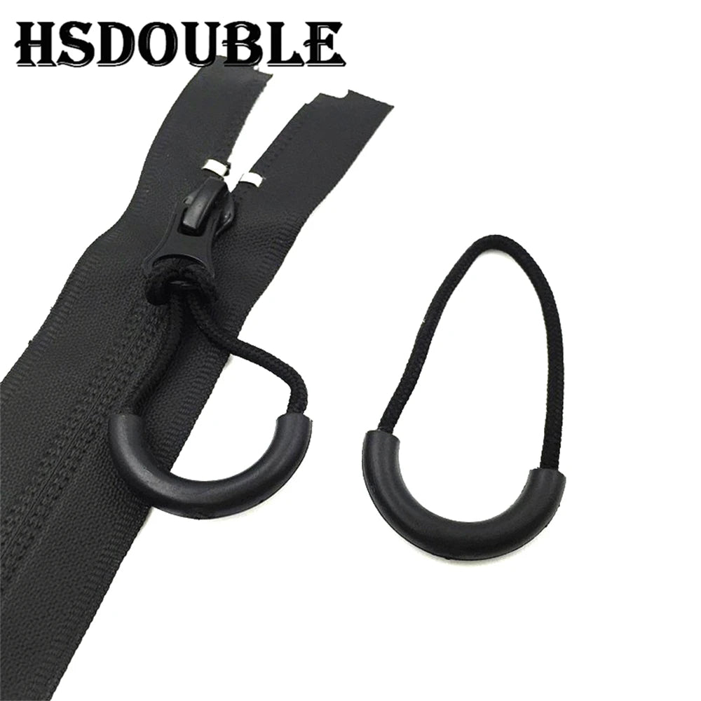 10 Pcs/Pack Zipper Pulls Cord Ends Strap Lariat Black For Apparel