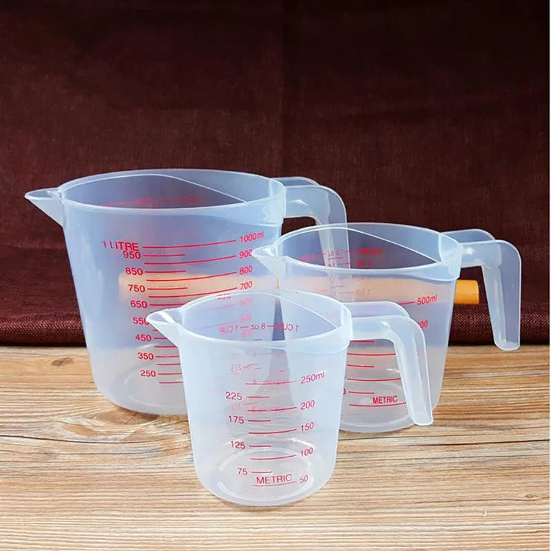 3pcs 250/500/1000ml Baking Liquid Measuring Cups PVC Scale Cup Plastic