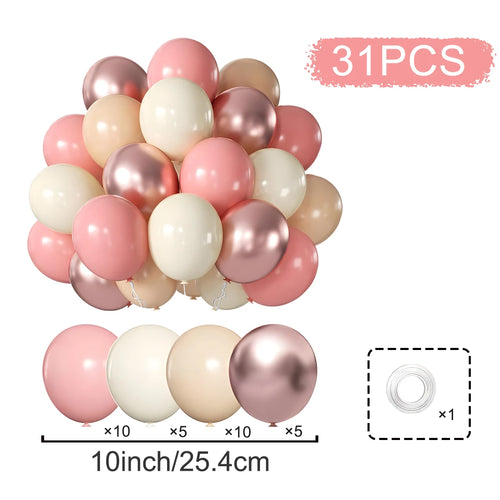 31/36/37/51/101Pcs Metallic Balloons Pearl White Latex Balloon Gold