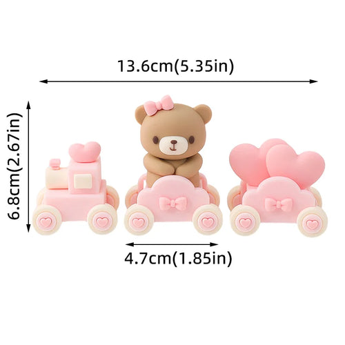 New 3D Bear Cake Topper Baby Shower Bear Decoration Boy Girl Happy 1st