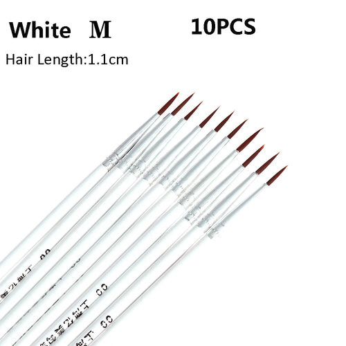10pcs 0.7/1.1/1.5cm Fine Hand Painted Thin Hook Line Pen Art Supplies