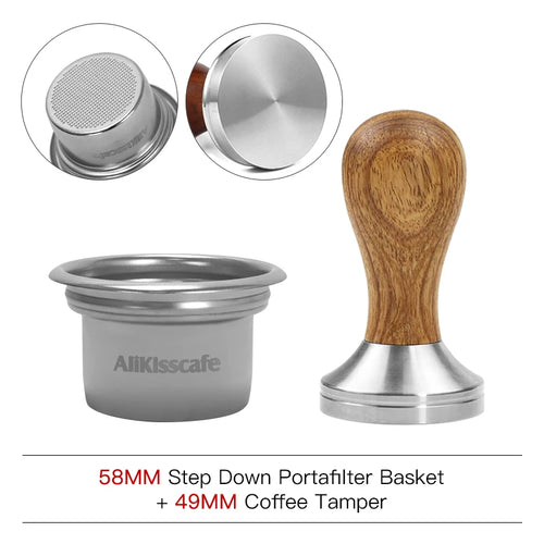 AliKisscafe 58mm to 49mm Step Down Portafilter Basket Kit Coffee