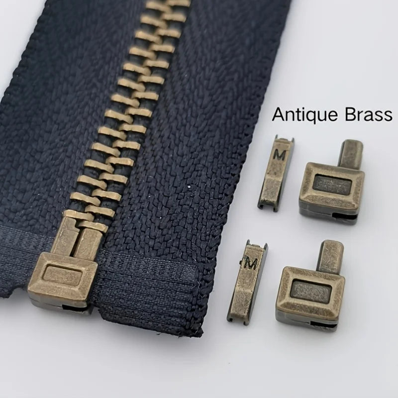 20-Piece Set Premium Metal Zipper Heads Gold Silver Bronze Black -