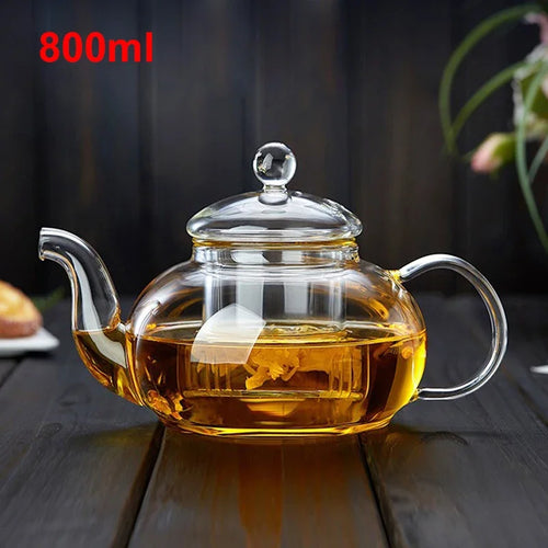 400ml/1000ml Filterable Heat-resistant Thickened Glass Teapot High